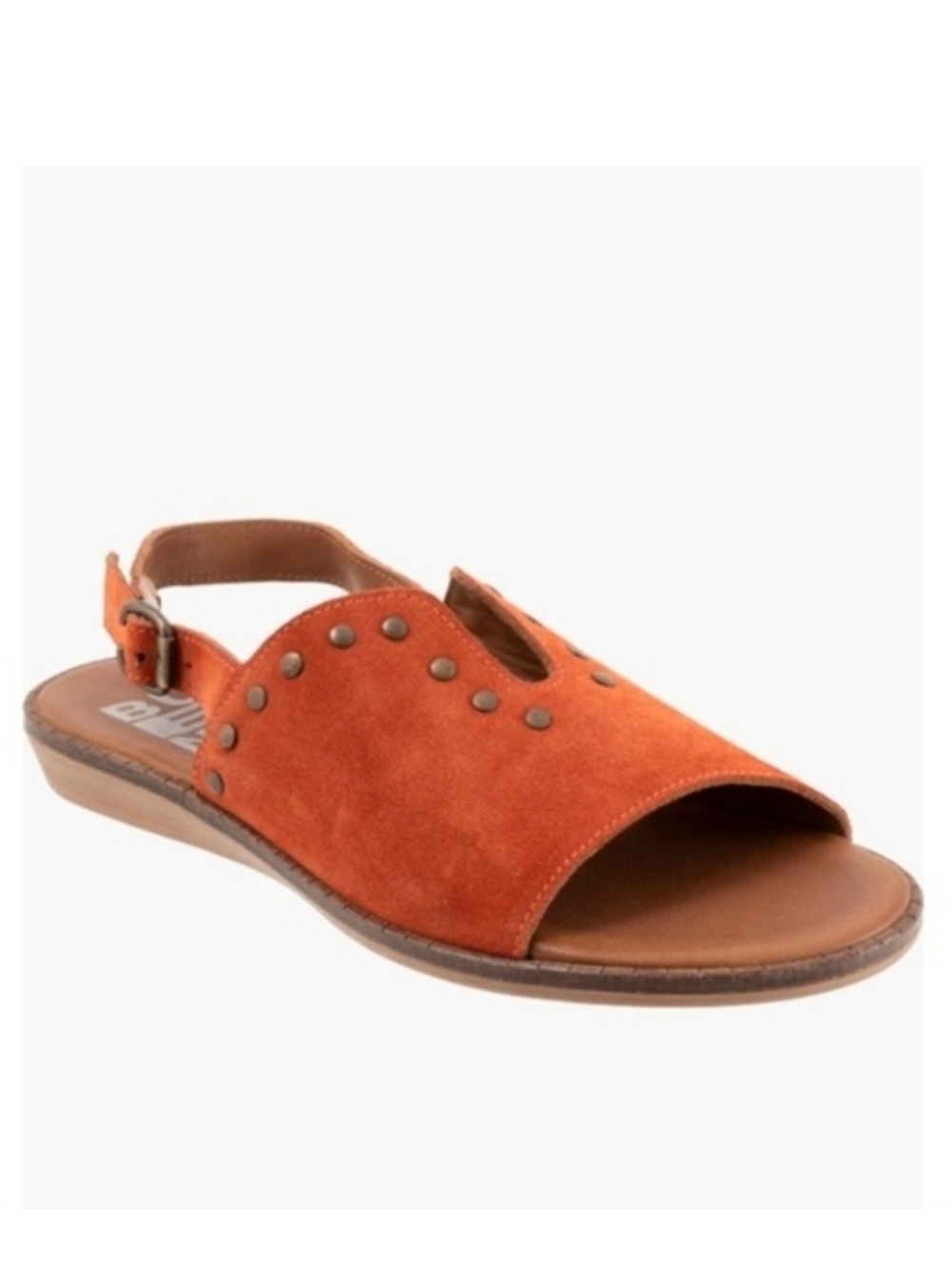 Anthropologie BUENO Daksha Orange Suede Stud Sandals 38 (7.5)